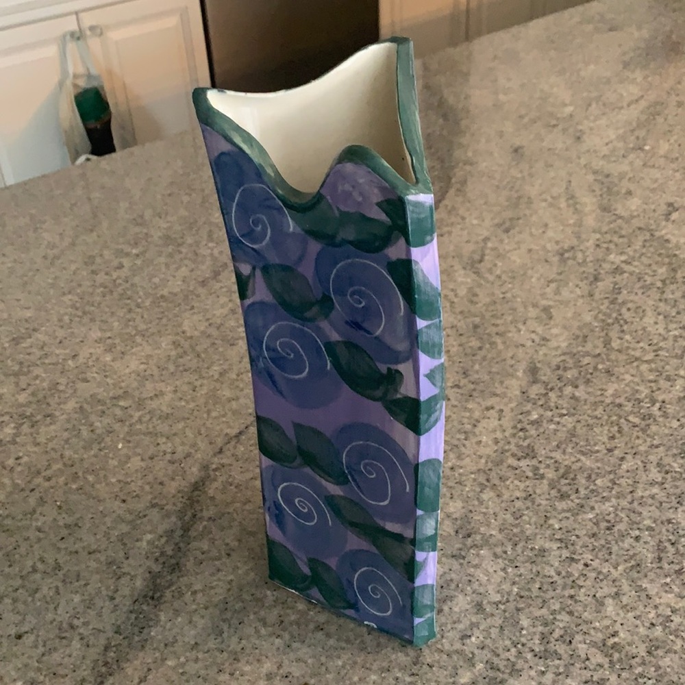 Vase, triangle lavender art pottery by linden hill